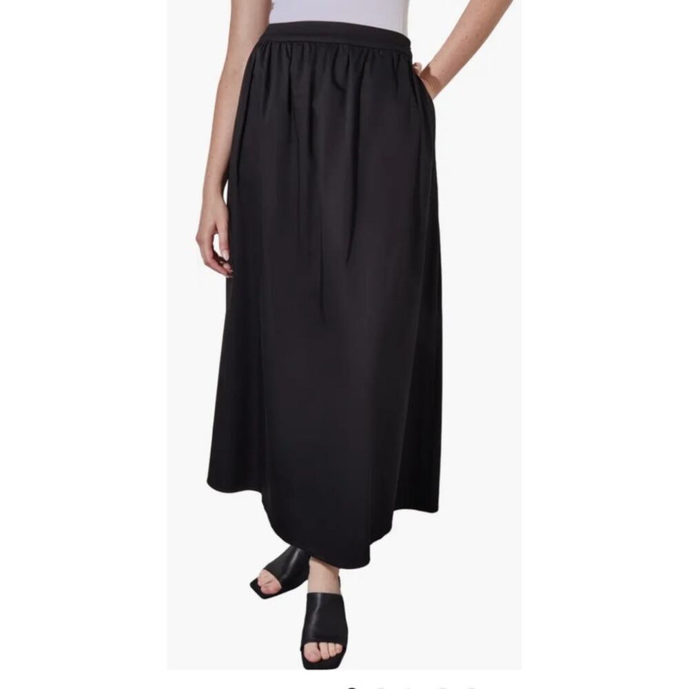 Ming Wang skirt gathered cotton blend maxi black size Small S - Picture 1 of 6